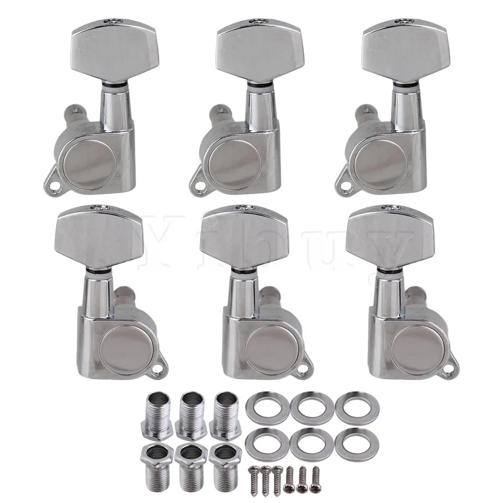 

Yibuy Chrome Acoustic Guitar Tuning Pegs Tuners Machine Heads 3L3R