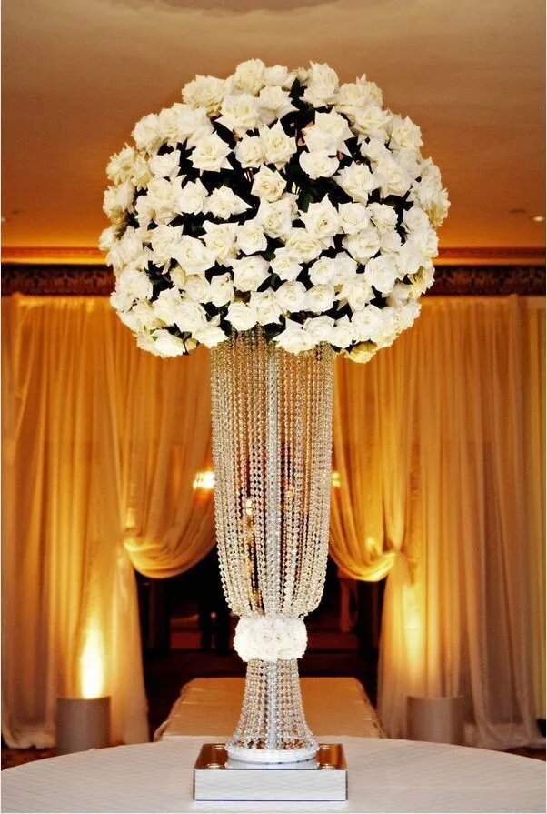 Free Shipping Lot Of 10pcs Led Wedding Centerpieces Under Silver Crystal Wedding Centerpiece Pillar For T Stage Road Lead Flower Stand Candelabra Decoration
