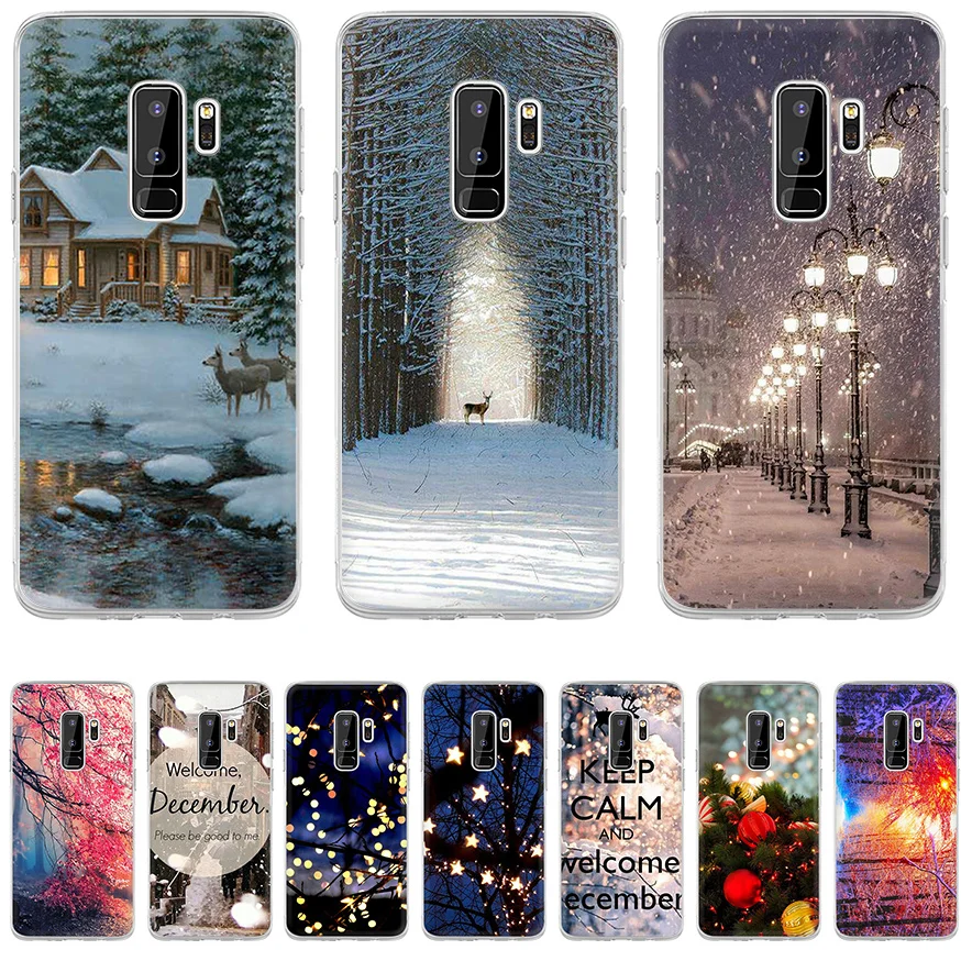 

Desxz Phone Case For Samsung Galaxy A6 A7 A8 A9 A10 A40 A30 A50 A70 M10 M20 M30 Cover Landscape Winter Light Snow