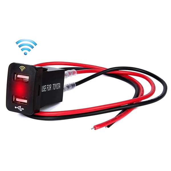 Быстрое Автомобильное зарядное устройство 12-24 В постоянного тока с двумя портами USB для быстрой зарядки светодиодный дисплей 4.2A автомобильное зарядное устройство адаптер Bluetooth позиционирование для Toyota - Название цвета: Red