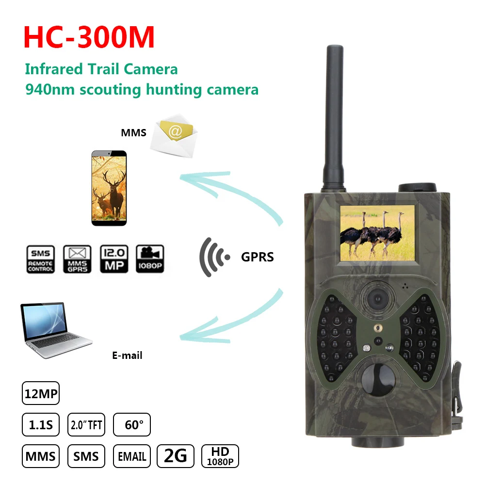 

Lixada 940NM Scouting Hunting Camera HC300M HD GPRS MMS Digital Infrared Trail Hunting Camera GSM IR LED Digital Camera