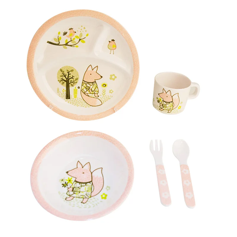Children Kids Tableware Set Melamine Baby Feeding Plate Bowl Cup