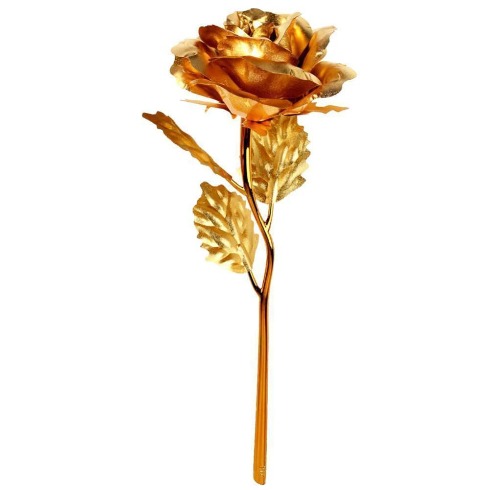 Модные однотонные позолоченные золотые розы 24k цветы с фоторамкой любовь база юбилей День матери подарок подруге