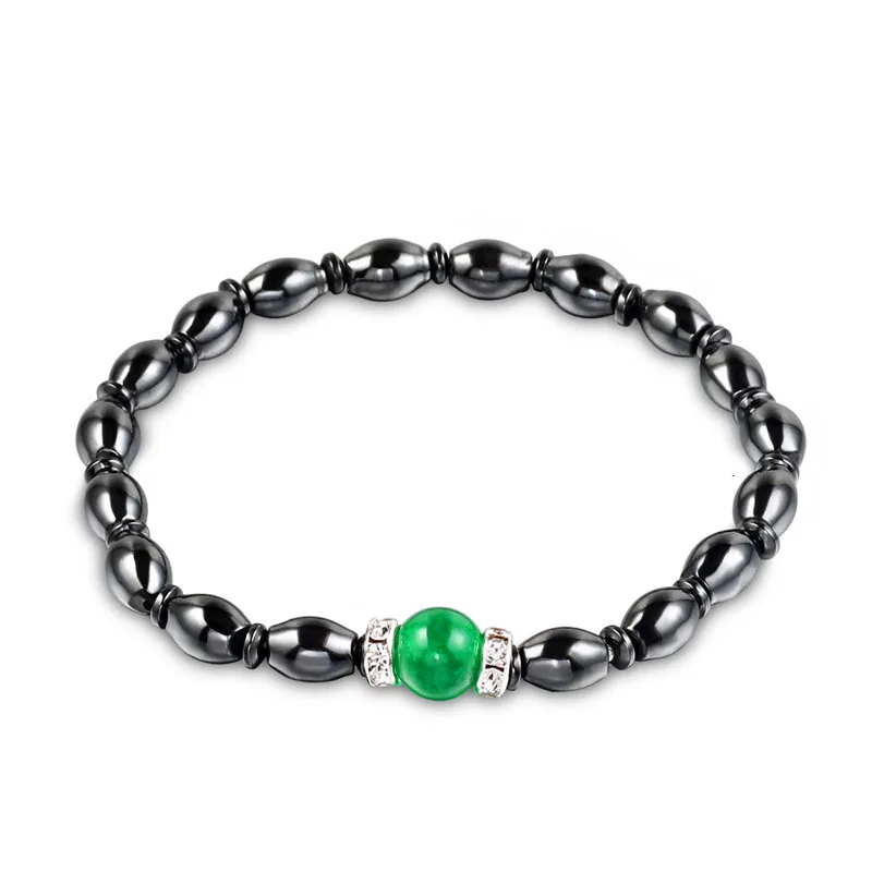Простой черный геометрический форма камня магнитный браслет для здоровья Магнитный гематит стрейч браслет чакра для мужчин женщин Jewelr - Окраска металла: L