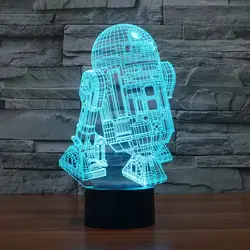 Szvfun Звездные войны Lampara светодиодный свет ночи ребенок r2d2 робот Luminaria 3D светодиодные лампы Nachtlampje дети прикроватные настольные лампы Ночная