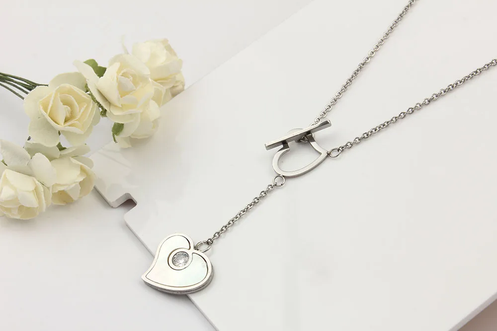 XUANHUA Heart Necklace Stainless Steel Necklaces & Pendants Women Shell Chocker Silver Chain Best Friend Neckless