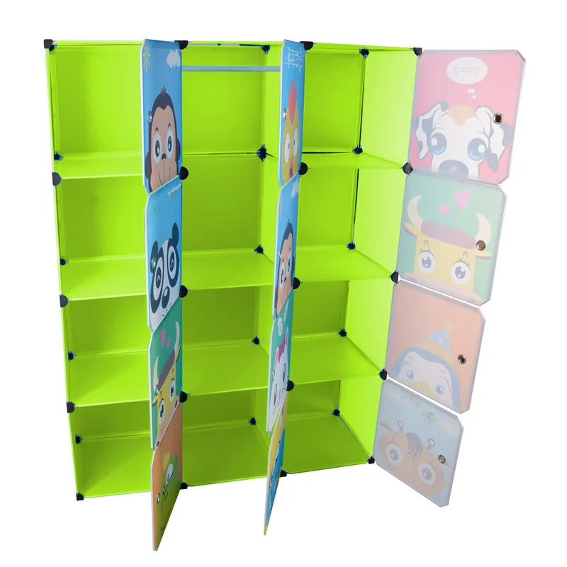 دي Ycartoon شنقا خزانة ملابس اضافية كبيرة صديقة للبيئة سلك نوع مجتمعة الطفل بسيط مجلس الوزراء خزانة صندوق تخزين