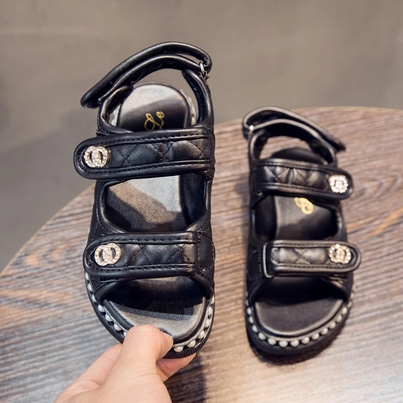 2019 Summer New Children Sandals Girls Flat School Shoe Kids Beading Solid Color Princess Casual Shoes Fashion Beach Sandals 2019 Summer New Children Sandals Girls Flat School Shoe Kids Beading Solid Color Princess Casual Shoes Fashion Beach Sandals