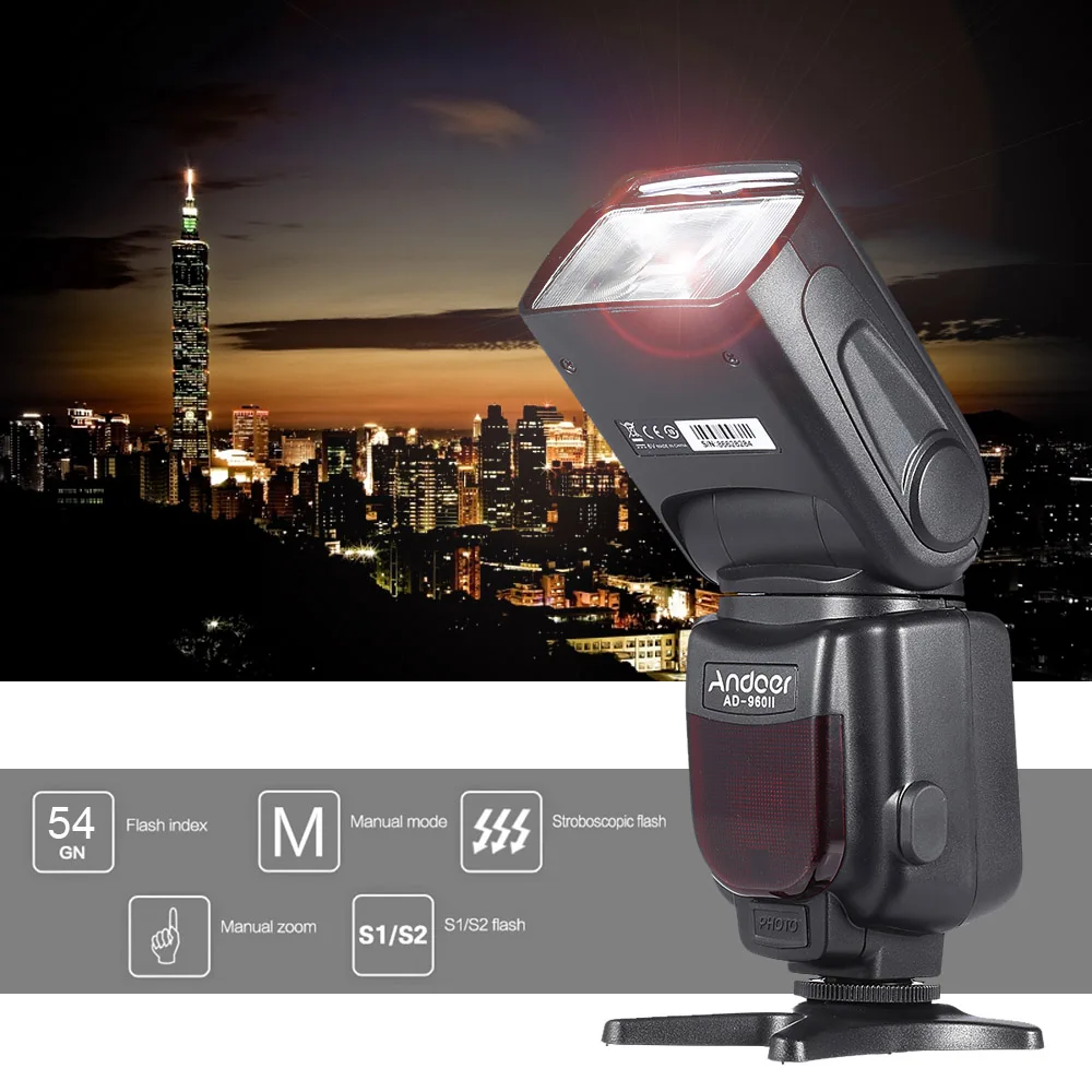 Andoer AD-960II накамерная Вспышка Speedlite Flash светильник GN54 Универсальный флэш-светильник ЖК-дисплей для Nikon Canon Pentax DSLR camera s