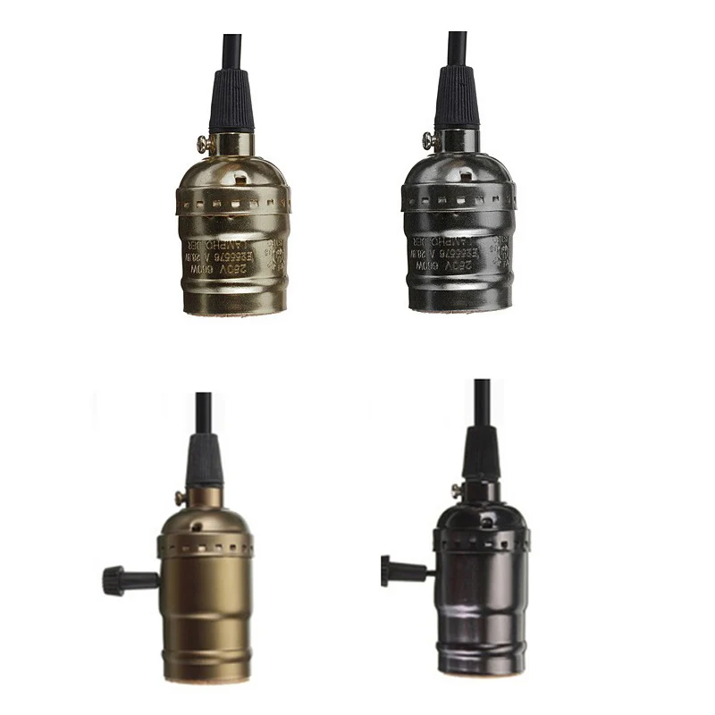 Classic Retro Edison Lamp Holder Socket E27 Bulb Base Pearl black/ Gold