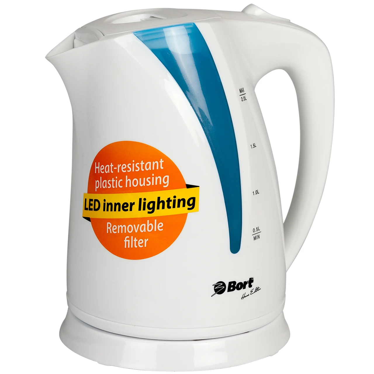 Чайник электрический Bort BWK-2220P(объем 2л., подсветка голубого цвета, фильтр