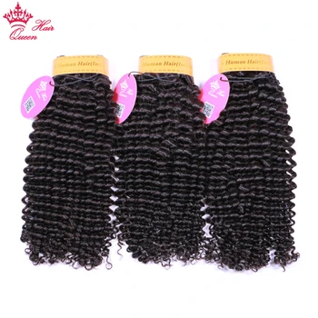 

Queen Hair Products Indian Kinky Curly Weave Human Hair Bundles Natural Color Hair Extensions Double Weft Remy Hair Weave