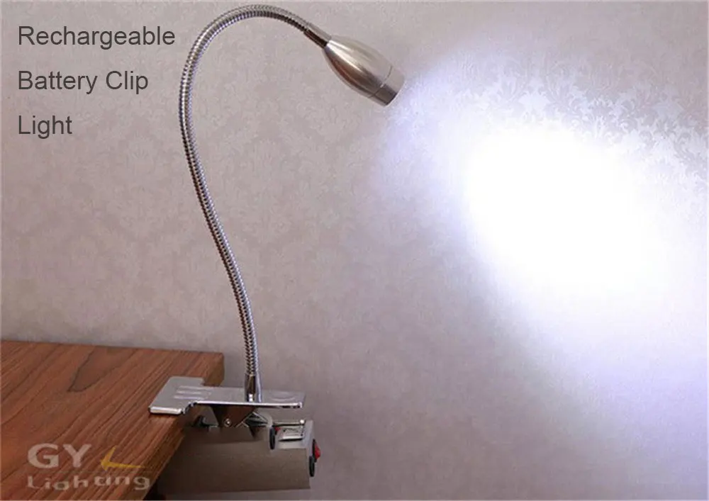 2017 New lithium battery power gooseneck clip lamp rechargeable