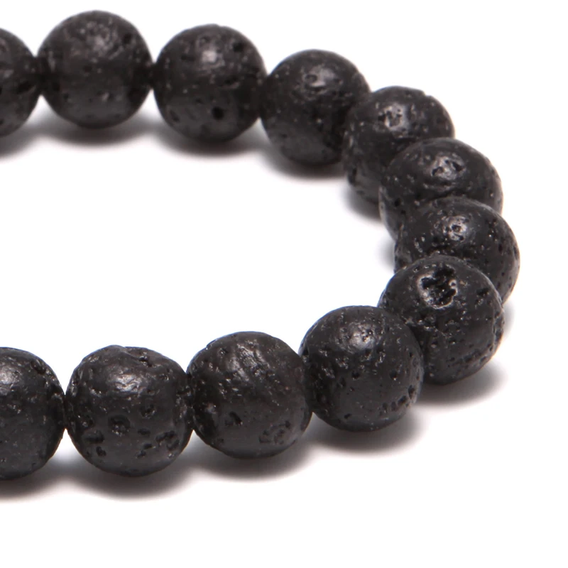 Natural-Gemstone Lava Rock Beads Stretch bracelet Elastic Stone Bead Bracelet Men Jewelry Gift (1)