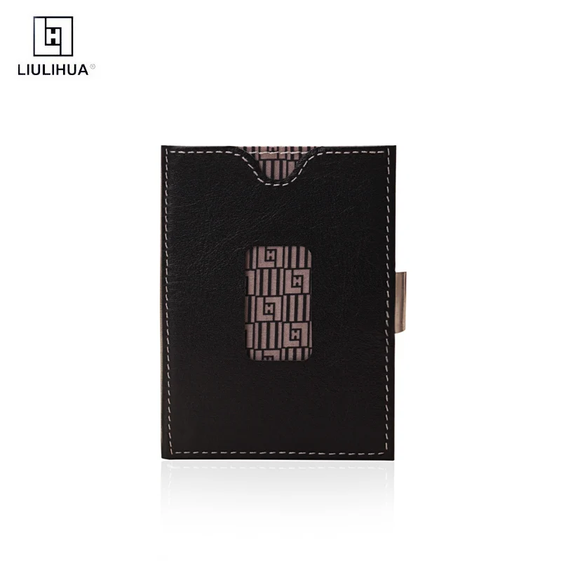 trihold ultimate tri-fold black leather card wallet for men and women-perfect for credit card ID drivers licenses and bills
