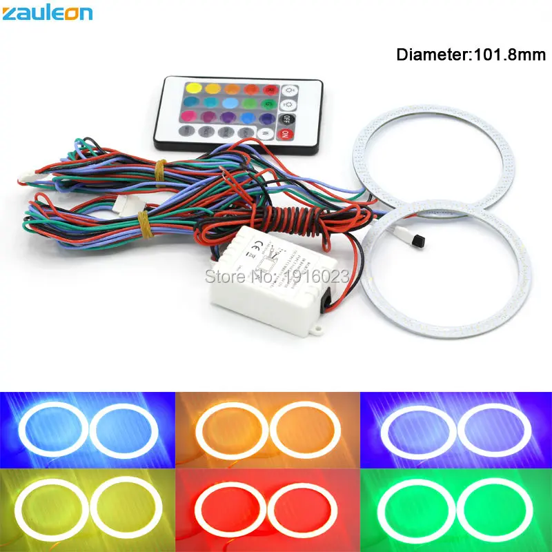 

2pcs RGB Angel Eyes 101.8mm COB LED Light DRL Wireless IR Controller For Headlights Fog Lamp Motorcycle Light