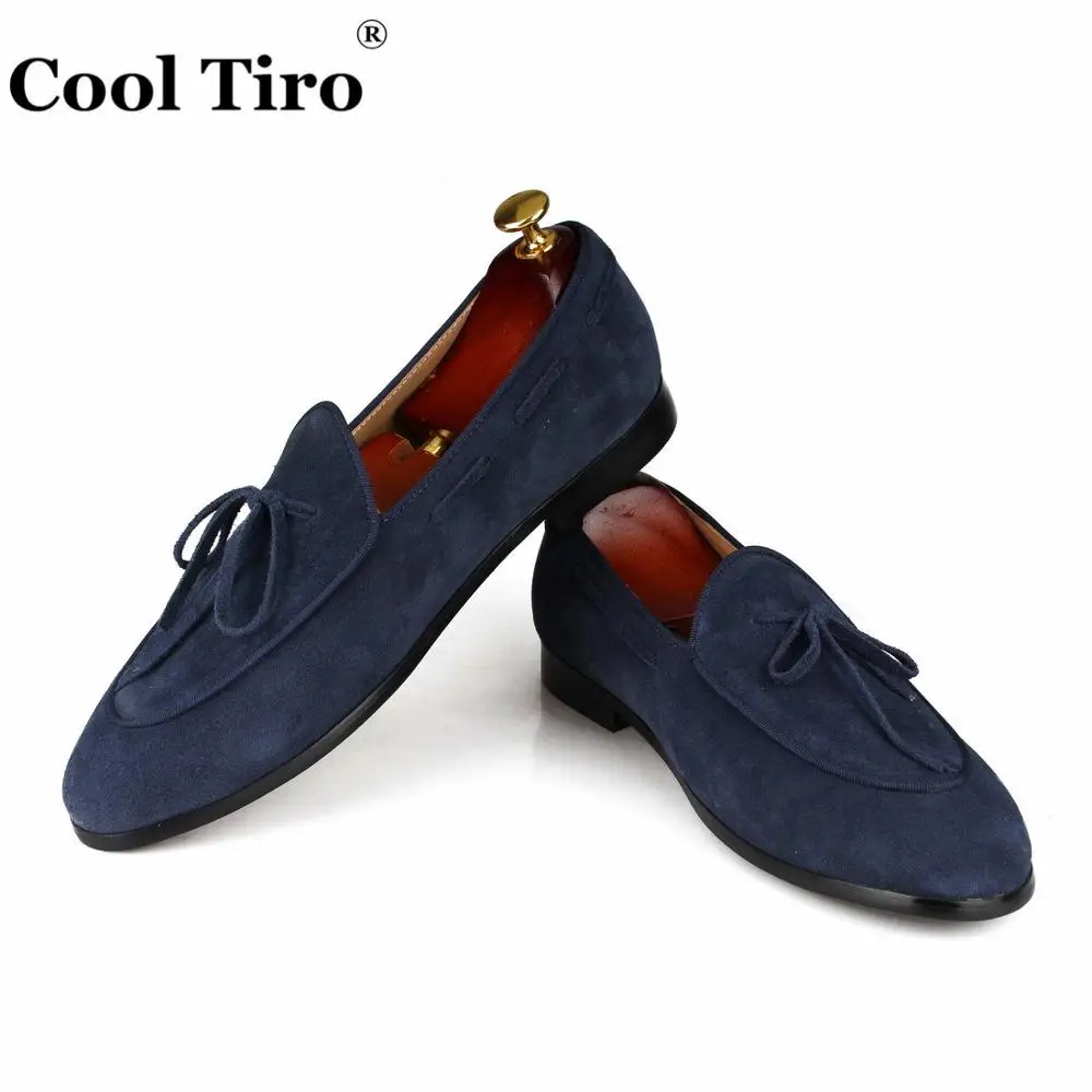 Dark BLUE SUEDE LOAFERS WITH LEATHER BOW (4)