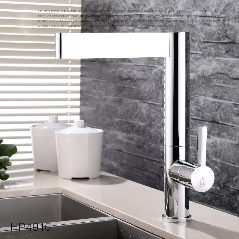 

Copper single hole hot and cold kitchen faucet sink rotation barss