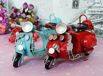 

vintage Distressed antique retro classic mini motorbike scooter hand-made craft model for home coffee bar ornaments decoration