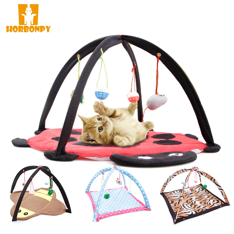 

HORBONPY Beds Mats Traing Cartoon Pet Bed Toys Mobile Activity Playing Cat Pet Houses Foldable Pad Blanket Cat Tent Toy For pet