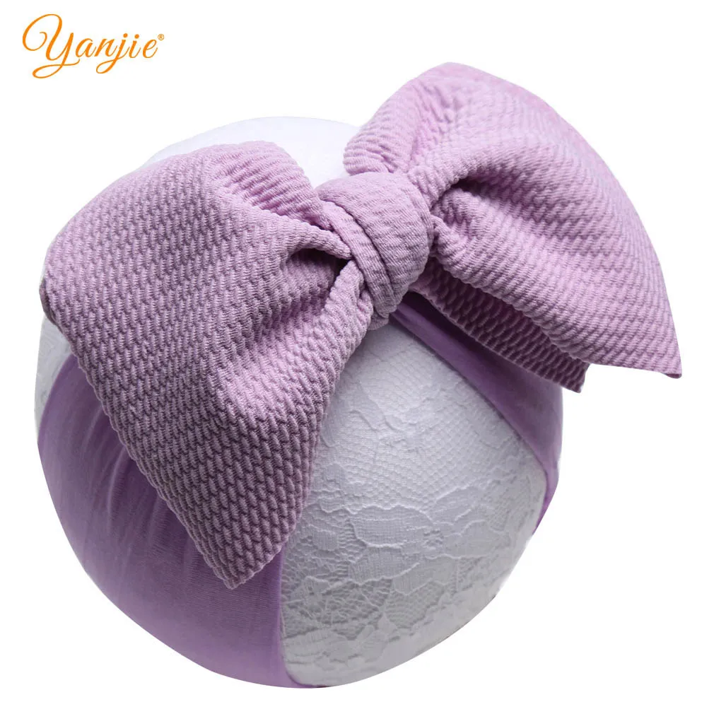 

2019 New Large 7" Hair Bow Nylon Headbands Waffle Fabric Soft Elastic Hair Band DIY Girls Hair Accessories Hot-sale Headwrap