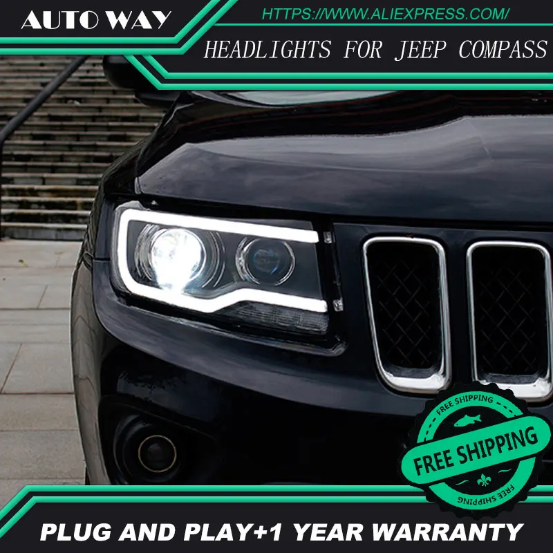  Car Styling Head Lamp for Jeep Compass Headlights Compass 2011-2017 LED Headlight H7 D2H Hid Option - 32847482423