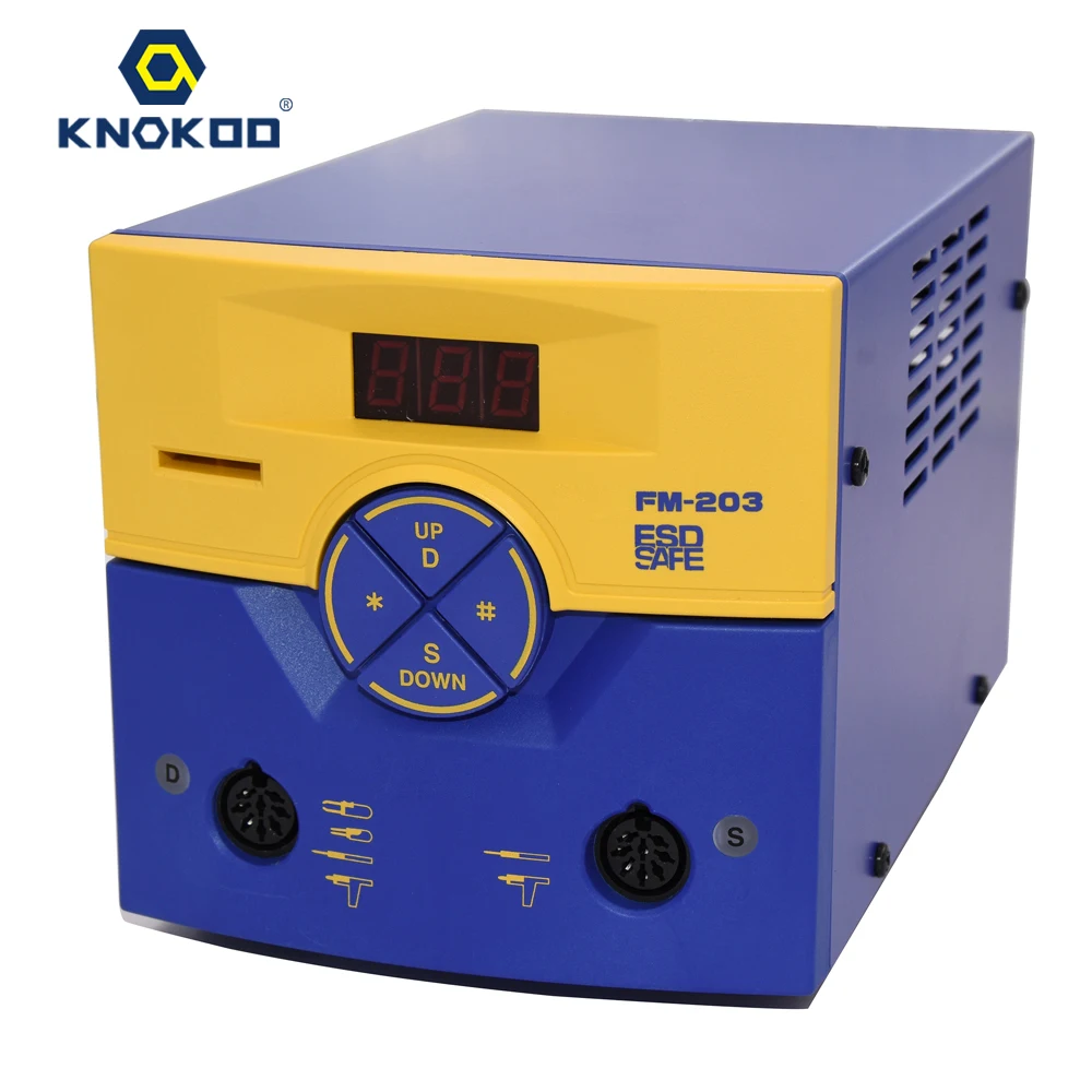 

ESD Safe Dual Port Smd Machine FM203 Digital Soldering Station with FM2027 Soldering Iron Handle and T15 Series Soldering Tip