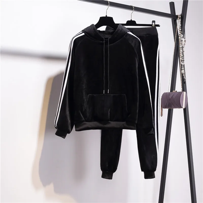 Plus Size 4xl Velvet Tracksuits 2 Piece Set Women Velour Tracksuit