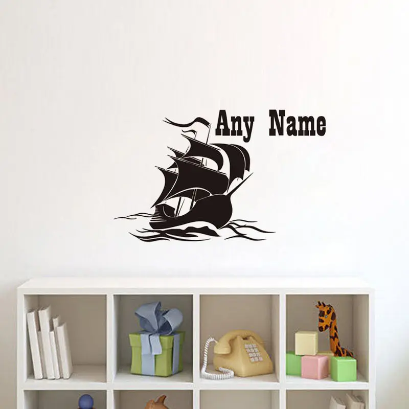 Us 7 33 26 Off Wall Decal Sailing Boat Personalized Name Kids Bedroom Inter Interior Design Wallpaper Custom Name Boys Wall Sticker Decor Ww 23 In