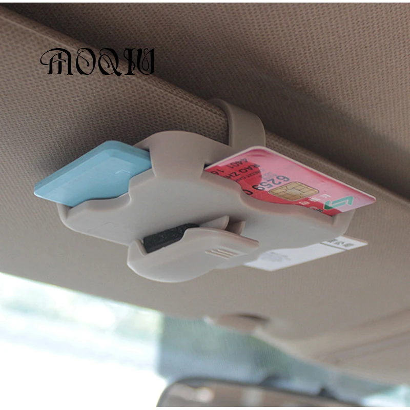 

MOQIU Car Sun visor Car Card Holder Credit Card ID Card Organizer Visor with Glasses Clip Auto Accessories