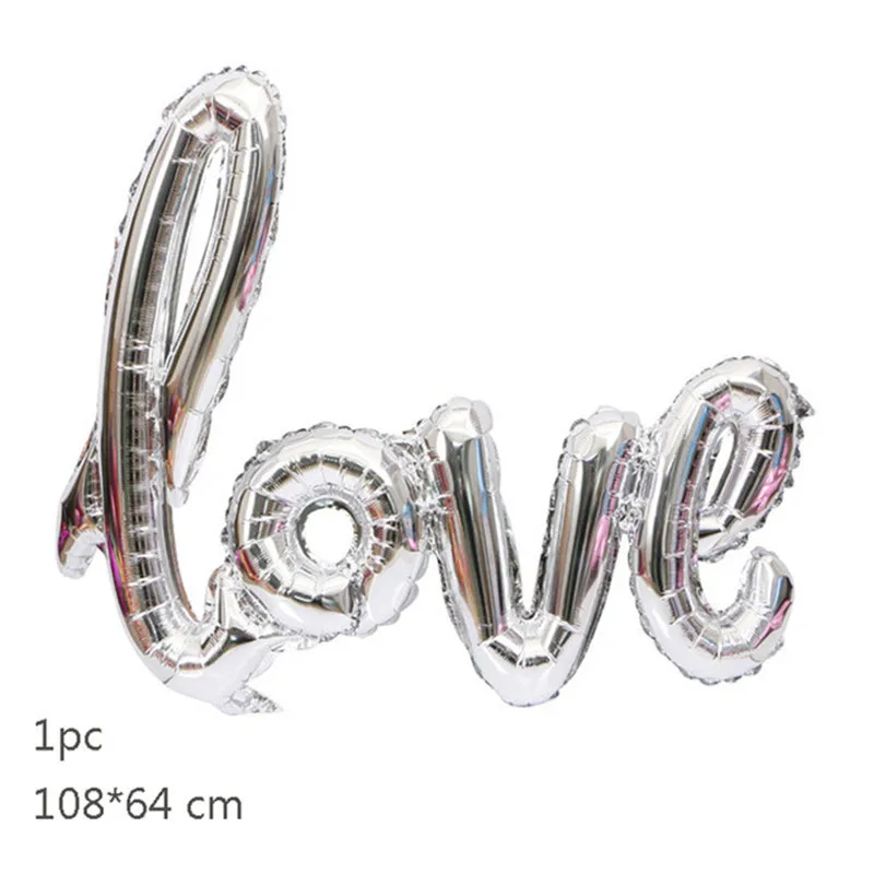 Серебряный звездный конфетти набор воздушных шаров фольга воздушные шары с дизайном «сердце» Свадебные украшения на день рождения Детские латексные шары принадлежности для мероприятий - Цвет: Silver Love