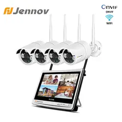 4Ch безопасности камера системы белый 1080 P 2MP CCTV товары теле и видеонаблюдения Комплект Открытый Wirelsee Wi Fi 12 дюймов ЖК дисплей экран сетевое