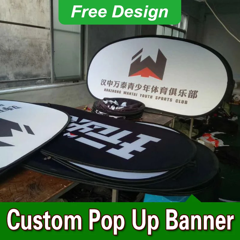 Free Design Free Shipping Vertical Top Banner Frame Pop Up Signs