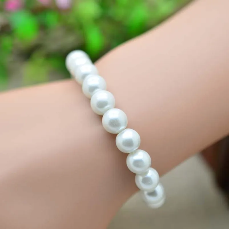 

Hot high quality full weight of 8 mm imitation pearl bracelet wholesale fashion