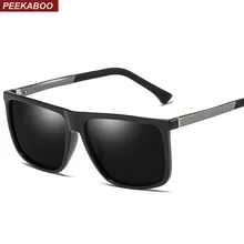 Мужские прямоугольные солнцезащитные очки Peekaboo, Поляризованные, матовые, черные,, модные солнцезащитные очки для мужчин, зеркальные, серебристые, uv400, коричневые, для вождения