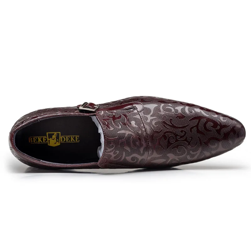 De 1 Hombres Zapatos Floral Vestido Nuevo Boda Genuino Negocios Resbalón Oficina Calzado 2 Impreso Formal Cuero Del Partido Hebilla En Mocasines HqtxwzEw