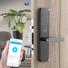 YOHEEN Wi-fi Aplicativo Fingerprint Digital Door Lock Segurança Casa Keyless Senha Bluetooth RFID Cartão Chave Anti-Roubo de Bloqueio Inteligente