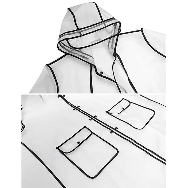 Womens Waterproof Hooded Raincoat Easy Carry Semi Transparent Poncho Runaway Style Reusable Rainwear With Colorful Edge Rainwear Raincoats Aliexpress