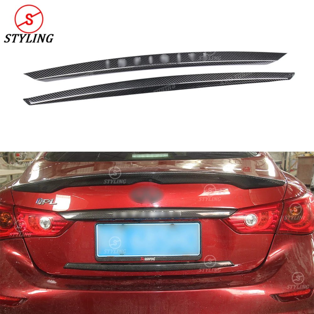 

Q50 Rear spoiler trim with logo For Infiniti Q50S Carbon Rear Trunk Trim Q50 dry Carbon Rear trunk wing 2014 2015 2016 2017