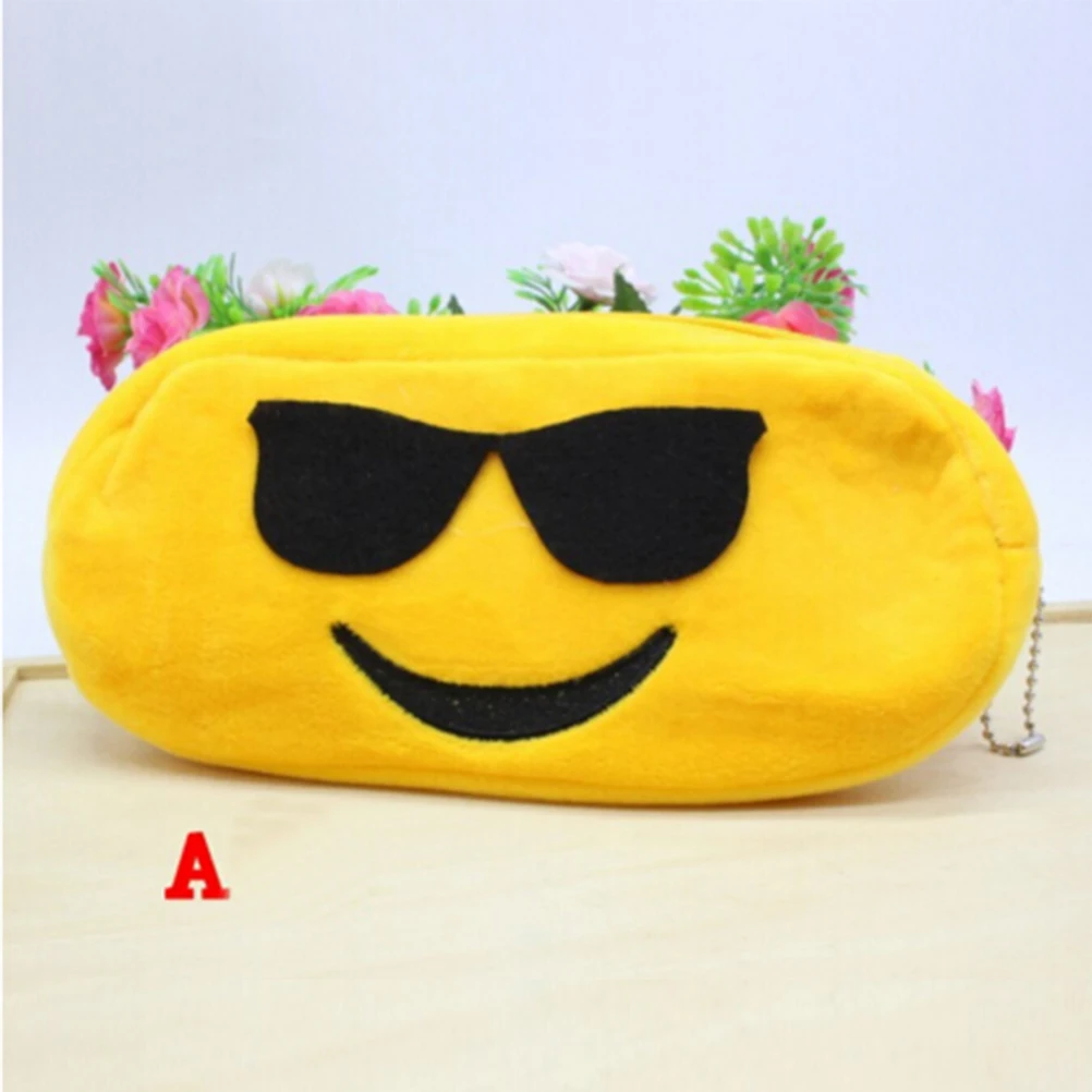 Kawaii QQ Expression Pencil Bag  Cute Face Cartoon Pencil Case Plush Stationery Emoji Happy Large Pen Pencilcase School Supplies