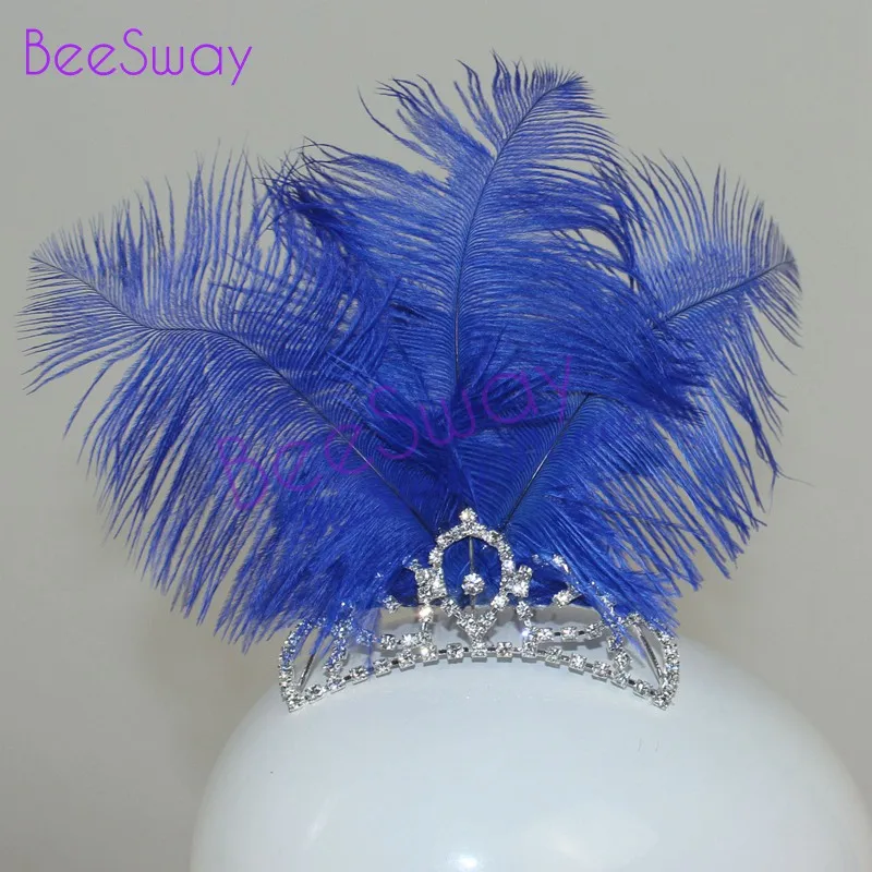 

Blue Feather Hand Made Nutcracker Ballet Headwear Headdress Blue Bird Ballet Headpiece with Tiara Hair Accessory for ballet