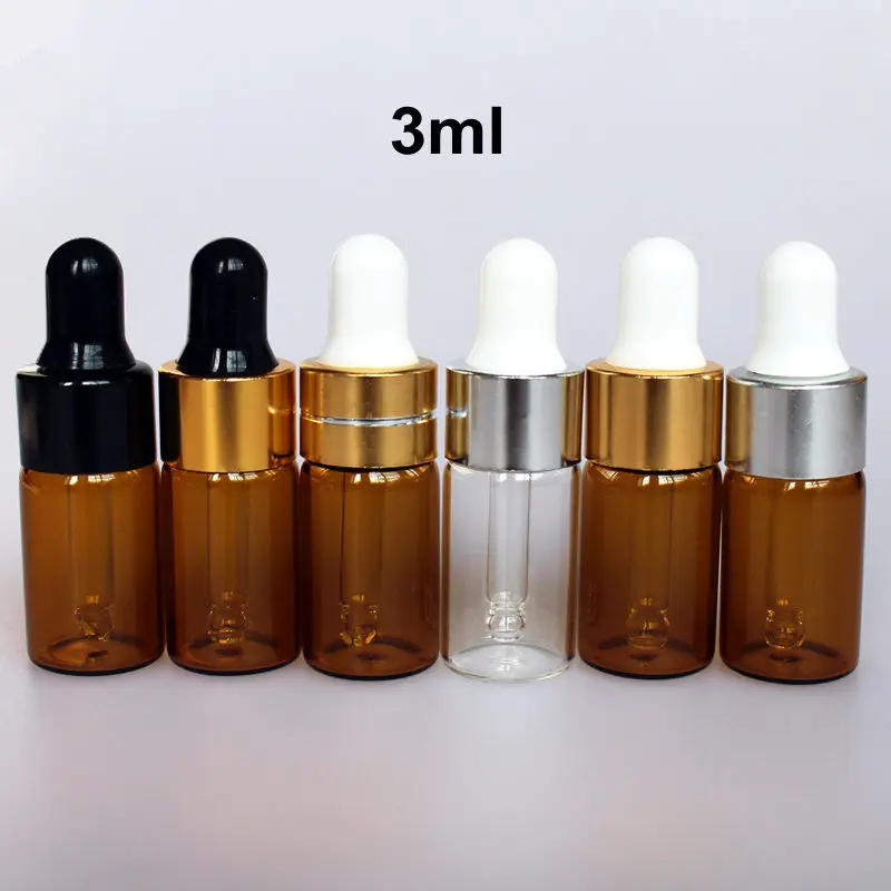 10pcs/Pack 3ml Clear Amber Glass Bottle with Aluminum Cap and Black Rubber bulb Brown Essential Oil Dropper Bottle Container 10pcs/Pack 3ml Clear Amber Glass Bottle with Aluminum Cap and Black Rubber bulb Brown Essential Oil Dropper Bottle Container