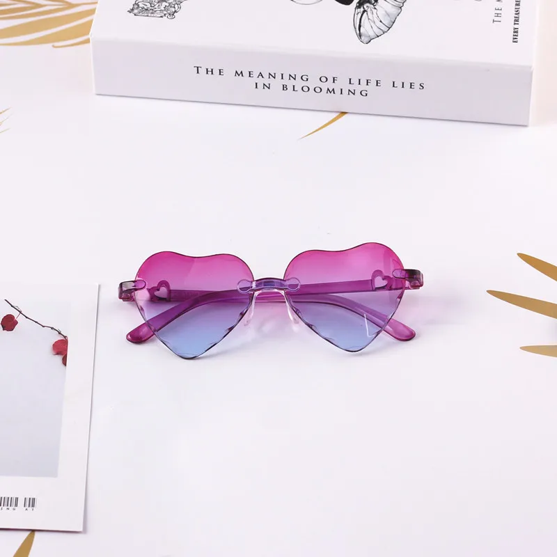 Factory Rimless Sunglasses Kids 3-8T Plastic UV400 Child Glasses Heart Shaped Lovely Baby Girls Infantil Eyewear n620