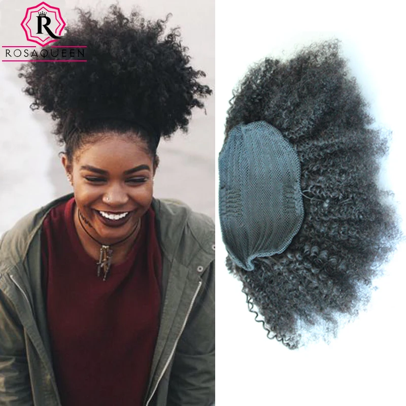 7A Afro Kinky Curly Ponytail Peruvian Virgin Hair Clipin -4537