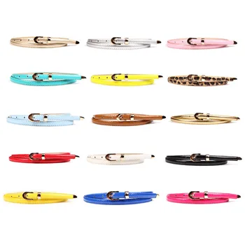 

Hot Sale Newest Thin PU Leather Belts Women Ladies Solid Candy Color Waist Belt For Dress