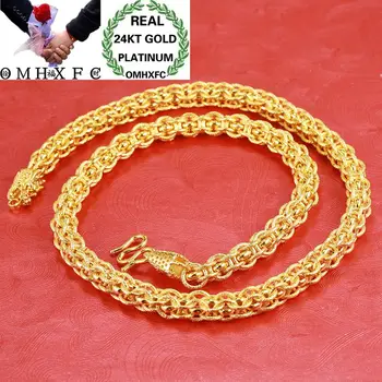 

OMHXFC Wholesale European Fashion Man Male Party Birthday Wedding Vintage Dragon Head Thick 59cm 24KT Gold Chain Necklace EX152