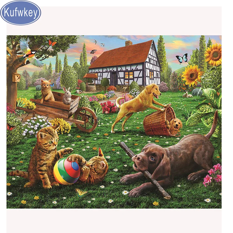 

5D DIY Diamond Painting Embroidery Garden farm, Animals dog Crystal Needlework Full Diamond Mosaic Cross stitch Home Decor