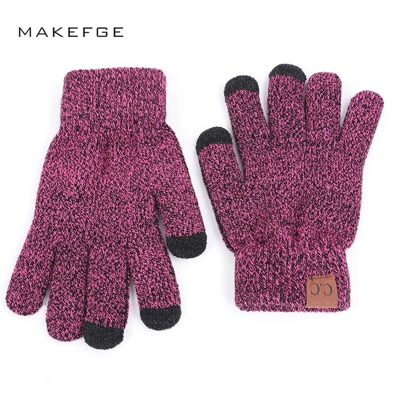 2018 Brand High Quality Knit Gloves Man Woman Warm Mittens Plus Velvet Thicken Gloves for touch screens Wool Cashmere Unisex