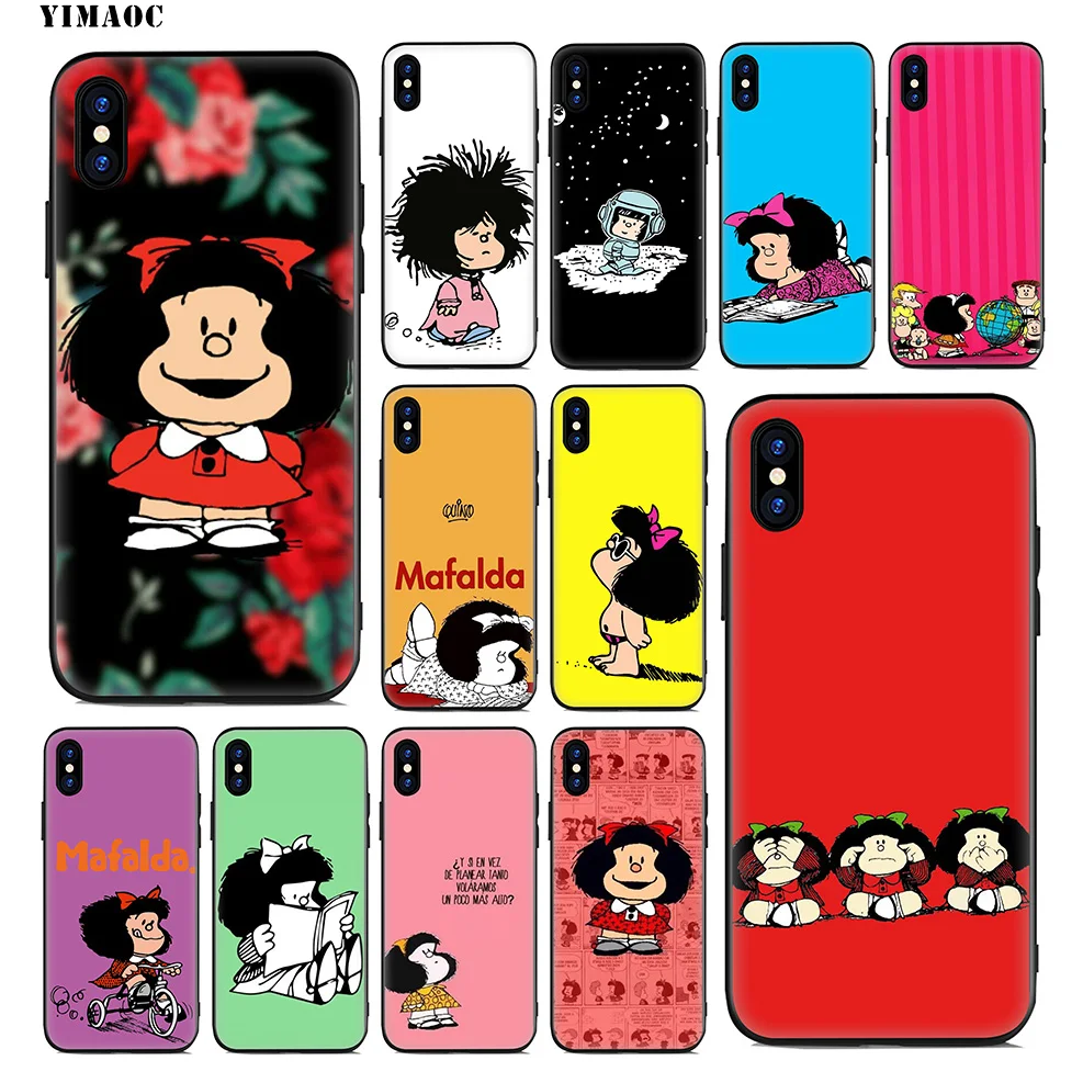 

YIMAOC Mafalda Cute Cartoon Soft Silicone Case for iPhone 11 Pro Xr Xs Max X or 10 8 7 6 6S Plus 5 5S SE Cover