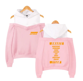 

ATEEZ Kpop Korean Stylish Off-Shoulder Hoodies Sweatshirts Women Sexy Exclusive 2019 New Team Women Casual autumn Hoodies